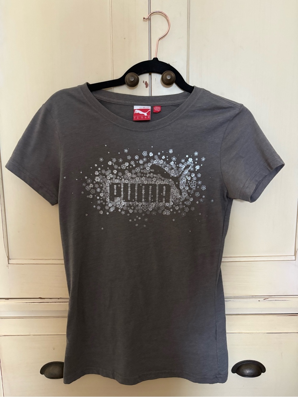 Puma Gray Tee with Silver Sparkle Logo